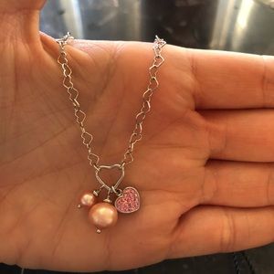 Pink Pearl Heart Necklace